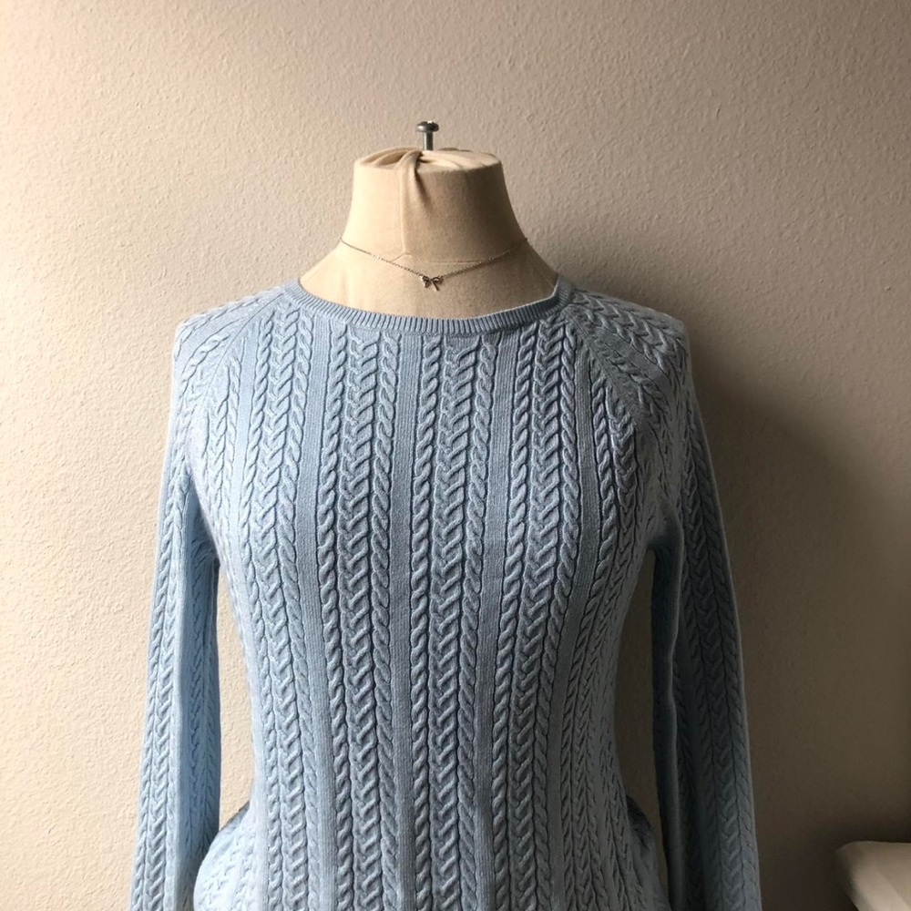 Pastel blue cable knit sweater